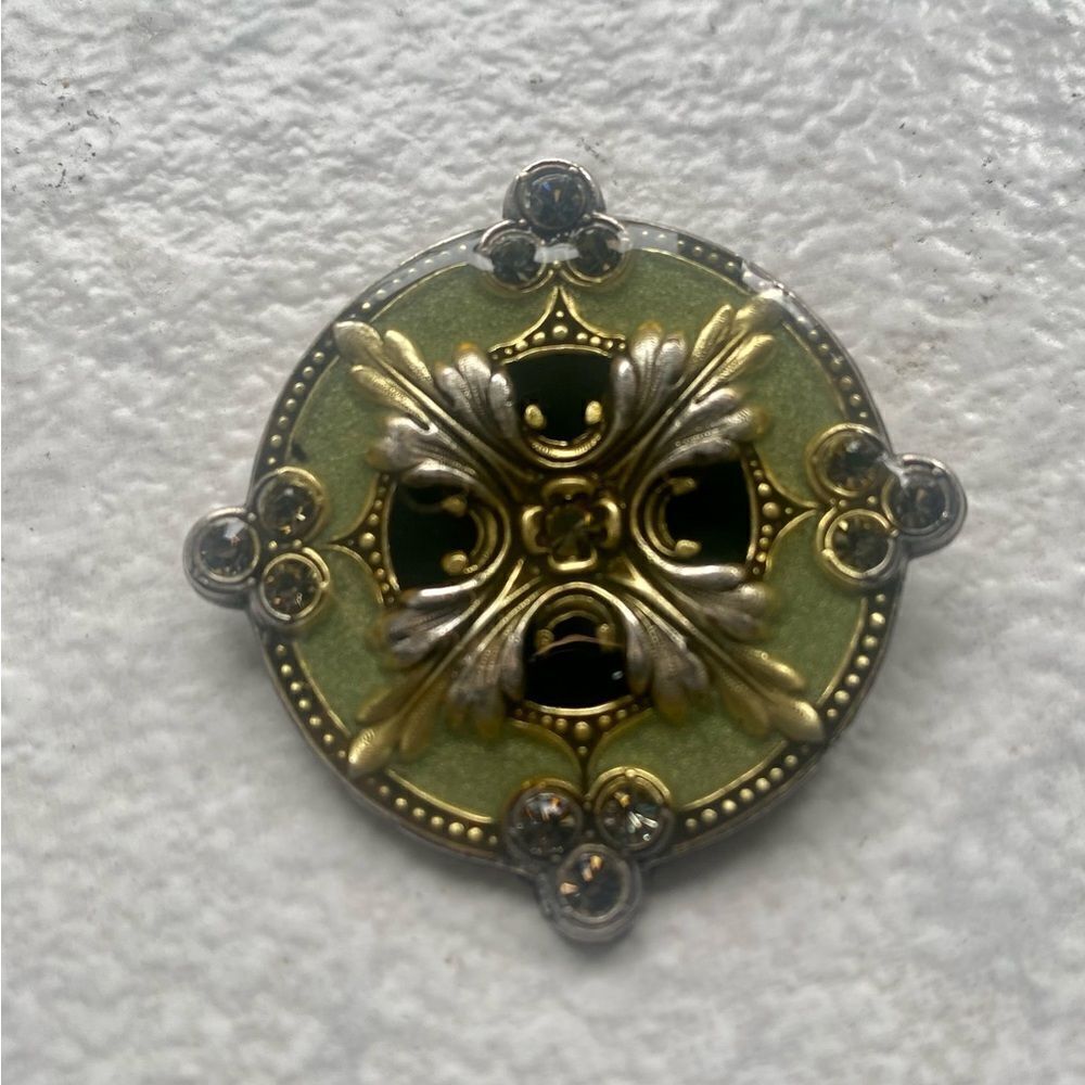 Vintage Art Deco Enamel & Rhinestone Brooch